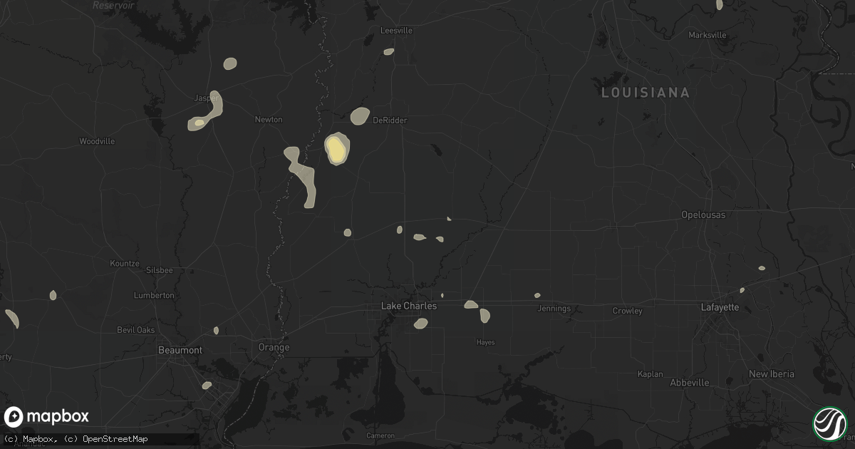 Hail map in Ragley, LA on July 7, 2026