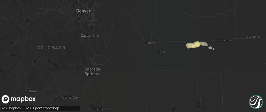 Hail map in Ramah, CO on July 7, 2026