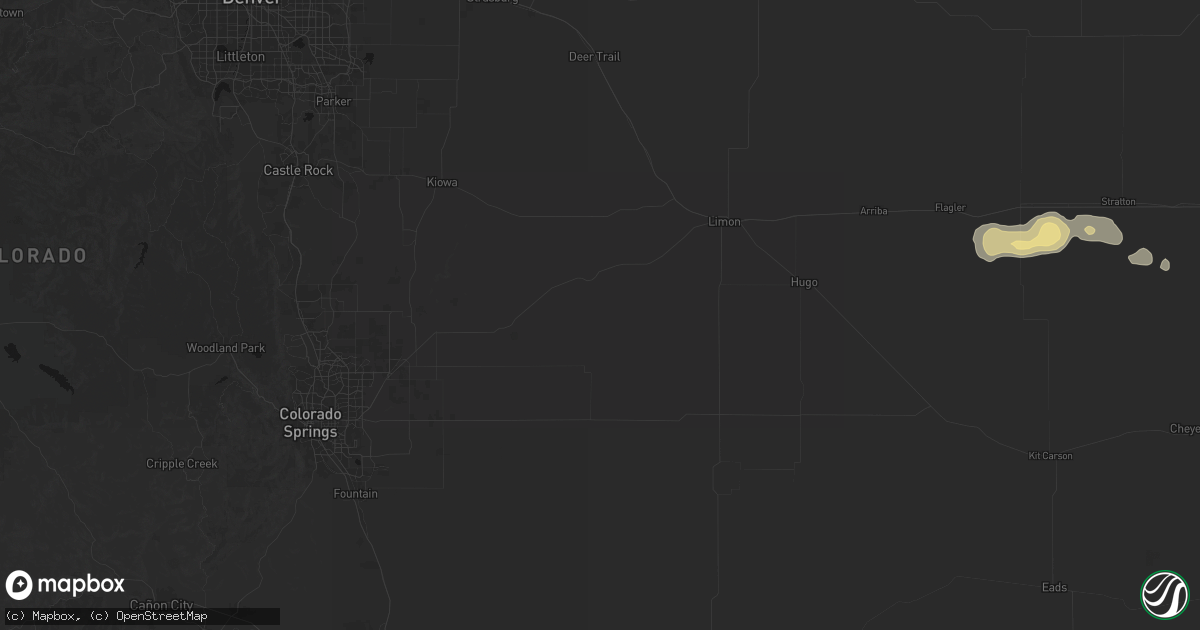 Hail map in Ramah, CO on July 7, 2026