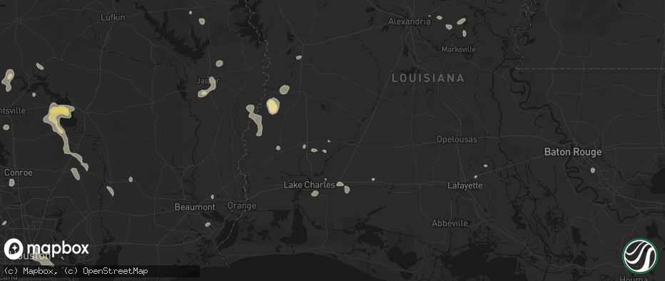Hail map in Reeves, LA on July 7, 2026
