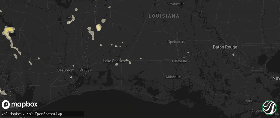 Hail map in Roanoke, LA on July 7, 2026