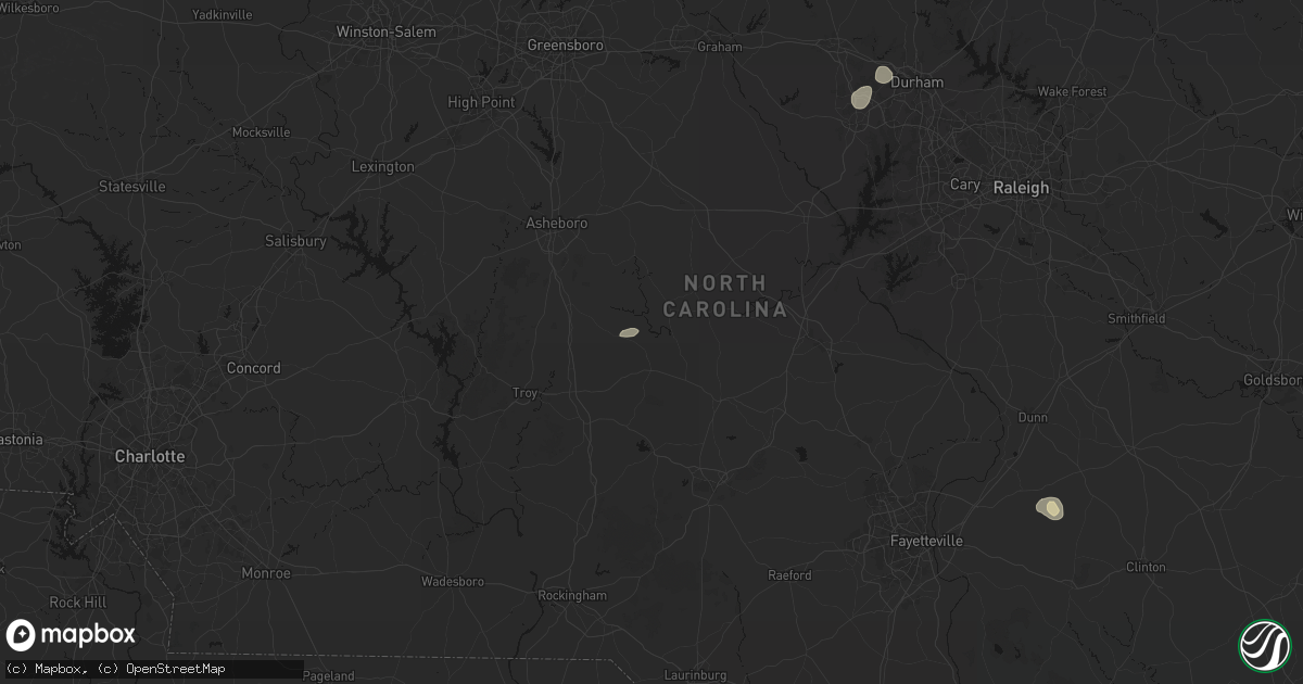 Hail map in Robbins, NC on July 7, 2026