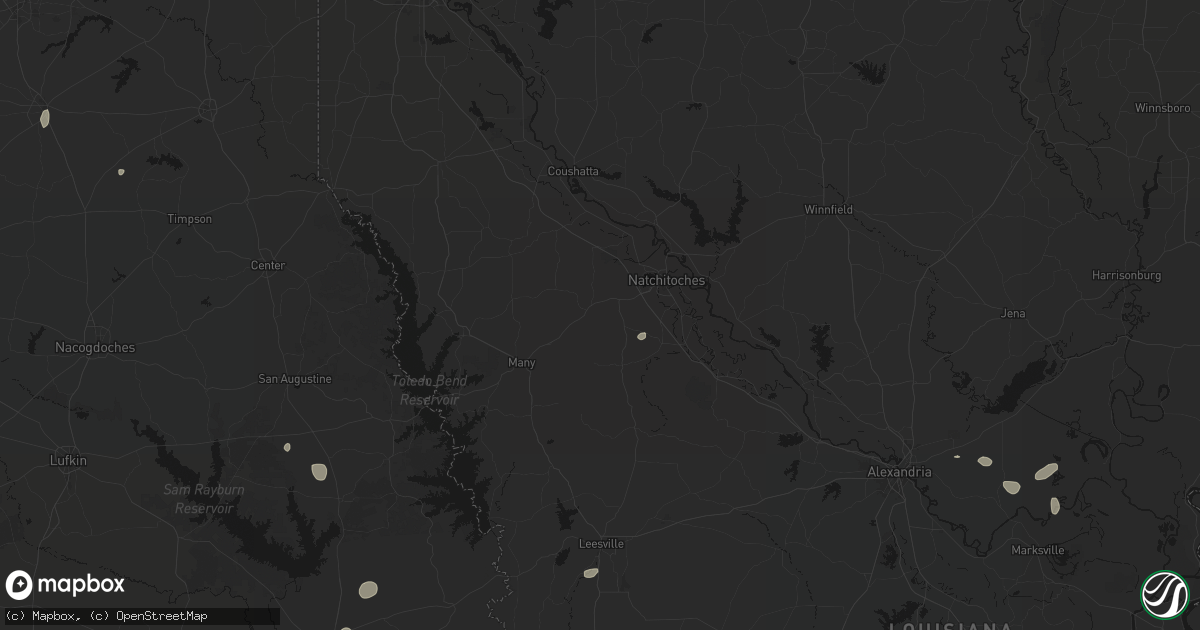 Hail map in Robeline, LA on July 7, 2026