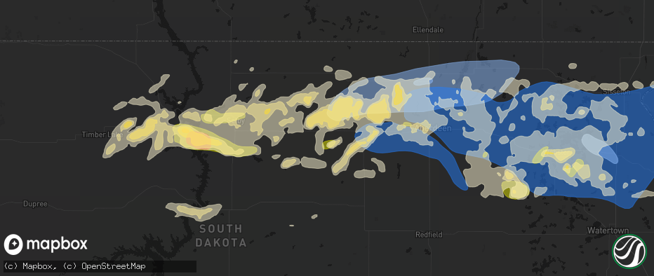 Hail map in Roscoe, SD on July 7, 2026