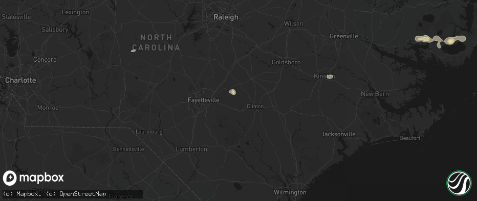 Hail map in Salemburg, NC on July 7, 2026