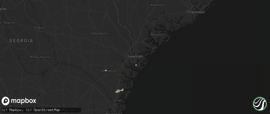 Hail map in Savannah, GA on July 7, 2026