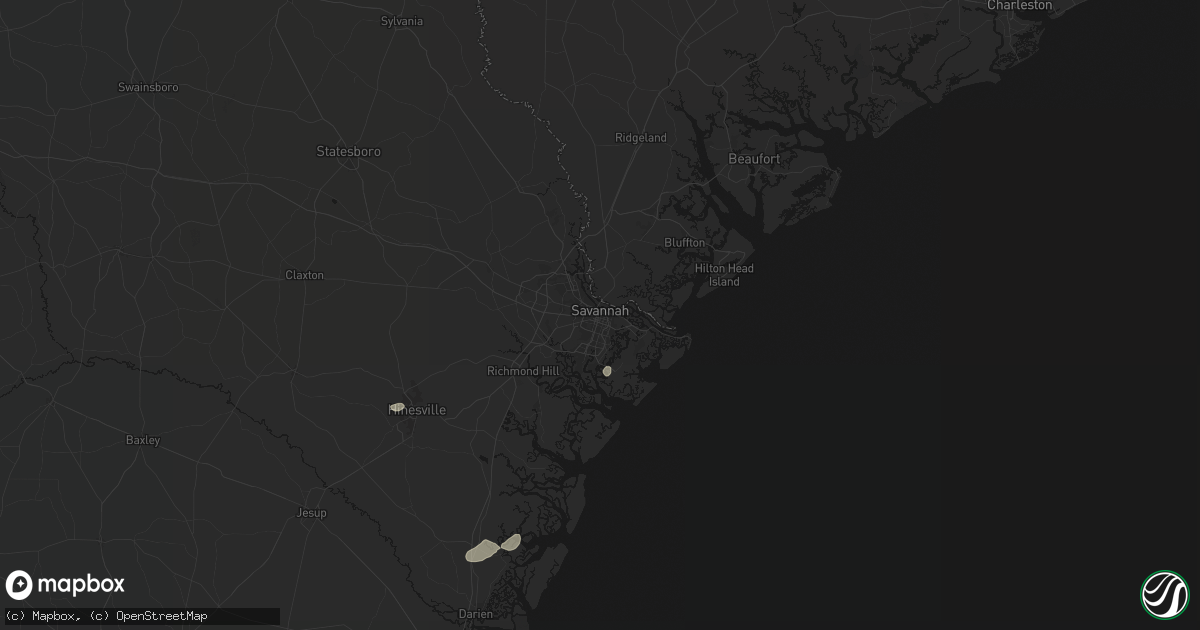 Hail map in Savannah, GA on July 7, 2026