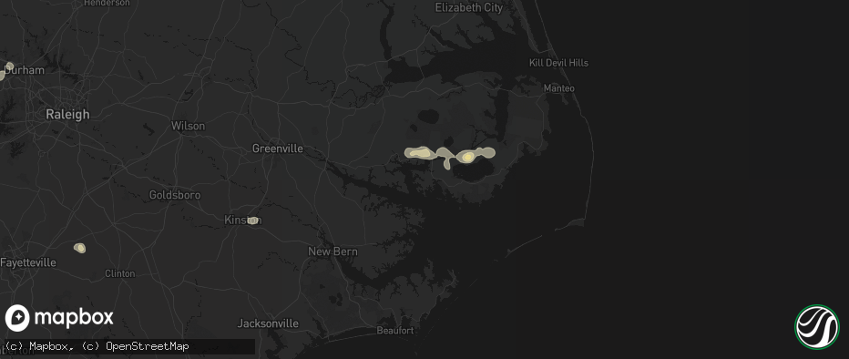 Hail map in Scranton, NC on July 7, 2026
