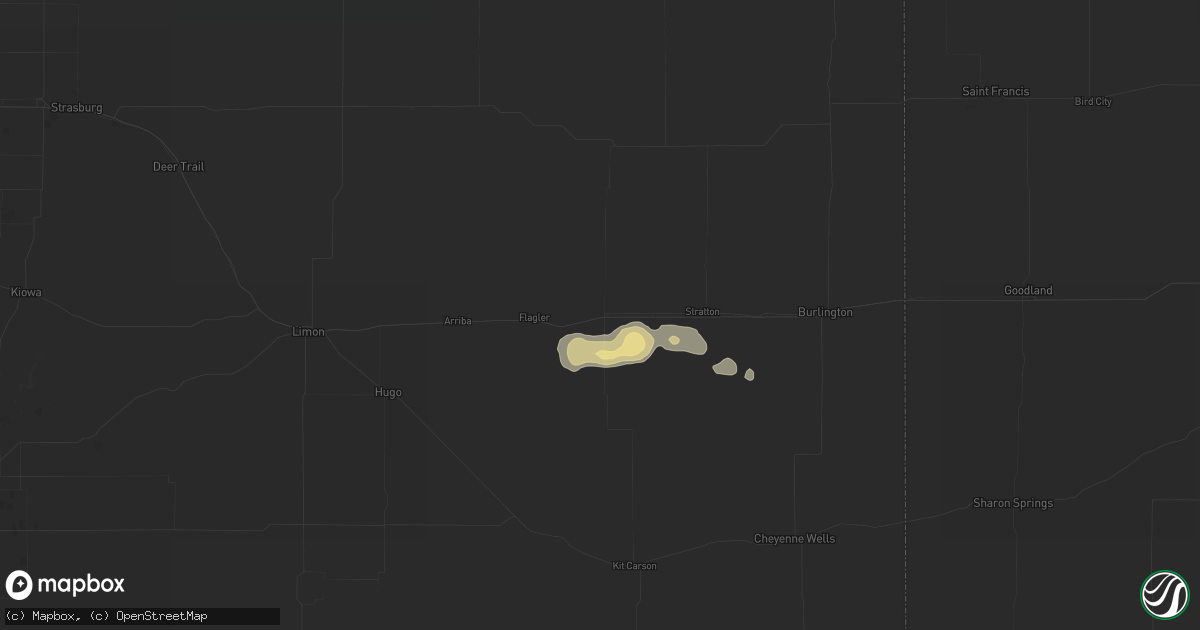 Hail map in Seibert, CO on July 7, 2026