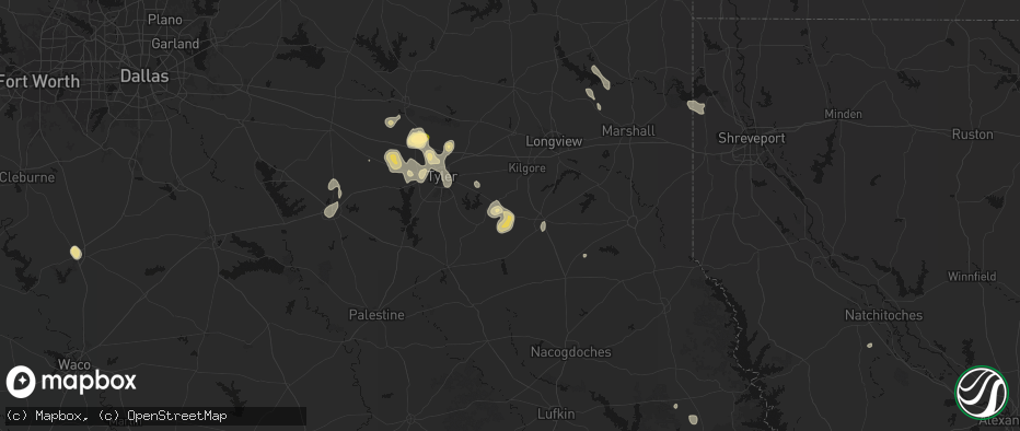 Hail map in Selman City, TX on July 7, 2026