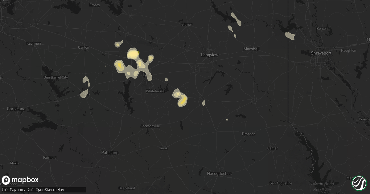 Hail map in Selman City, TX on July 7, 2026