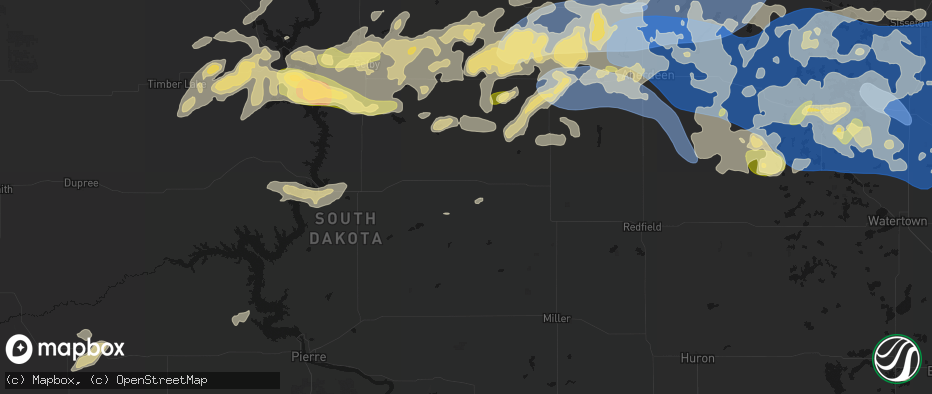 Hail map in Seneca, SD on July 7, 2026