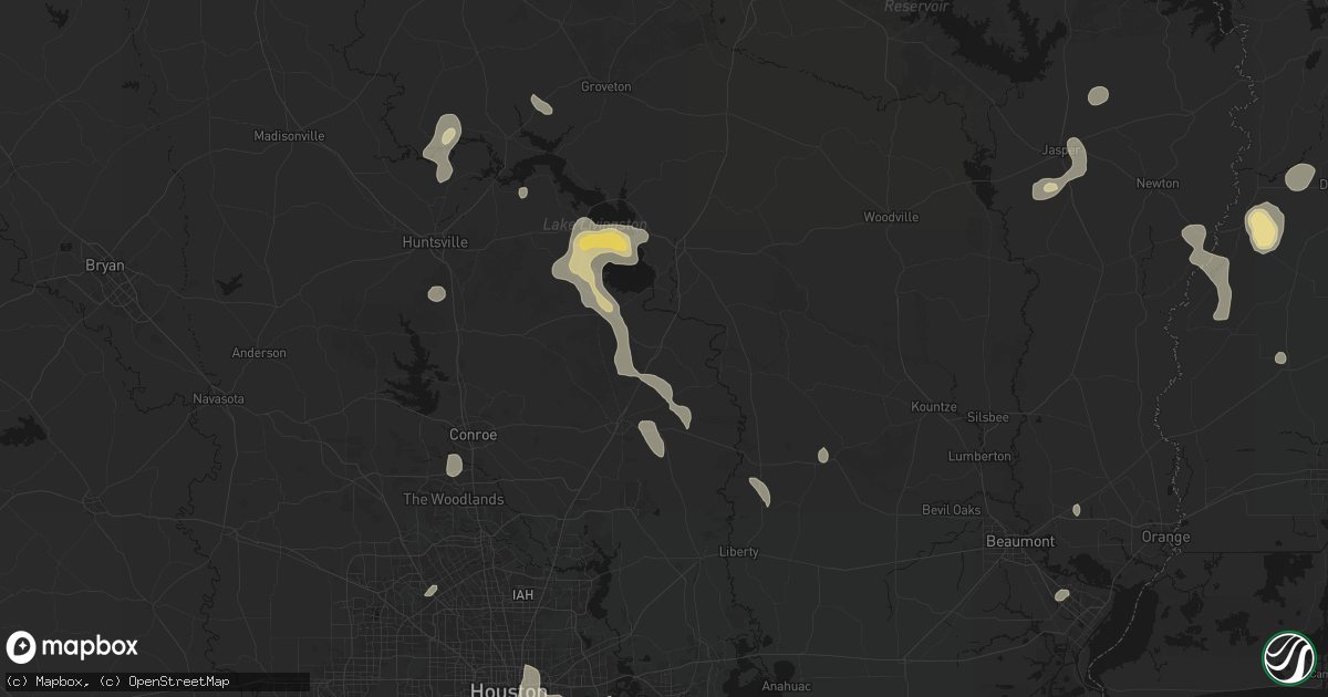 Hail map in Shepherd, TX on July 7, 2026