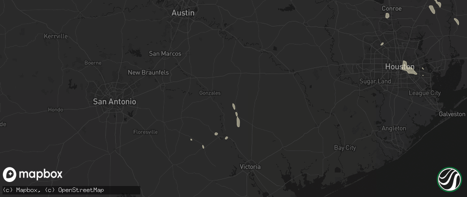 Hail map in Shiner, TX on July 7, 2026