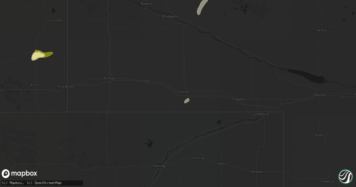 Hail map in Sidney, NE on July 7, 2026