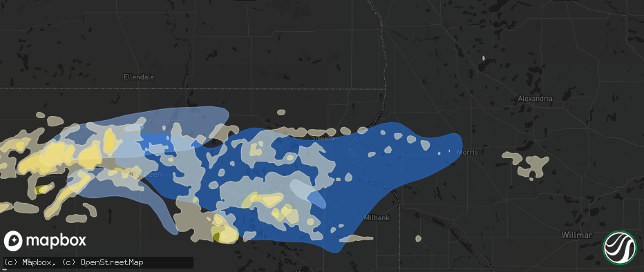 Hail map in Sisseton, SD on July 7, 2026