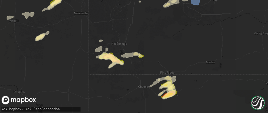 Hail map in Smithwick, SD on July 7, 2026