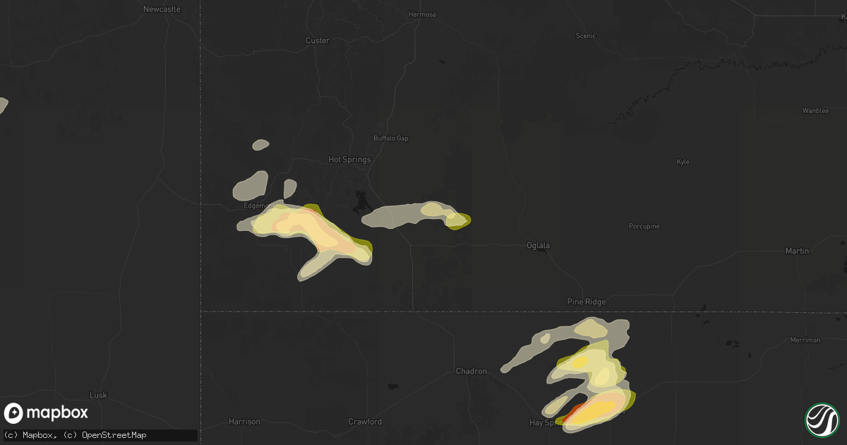 Hail map in Smithwick, SD on July 7, 2026