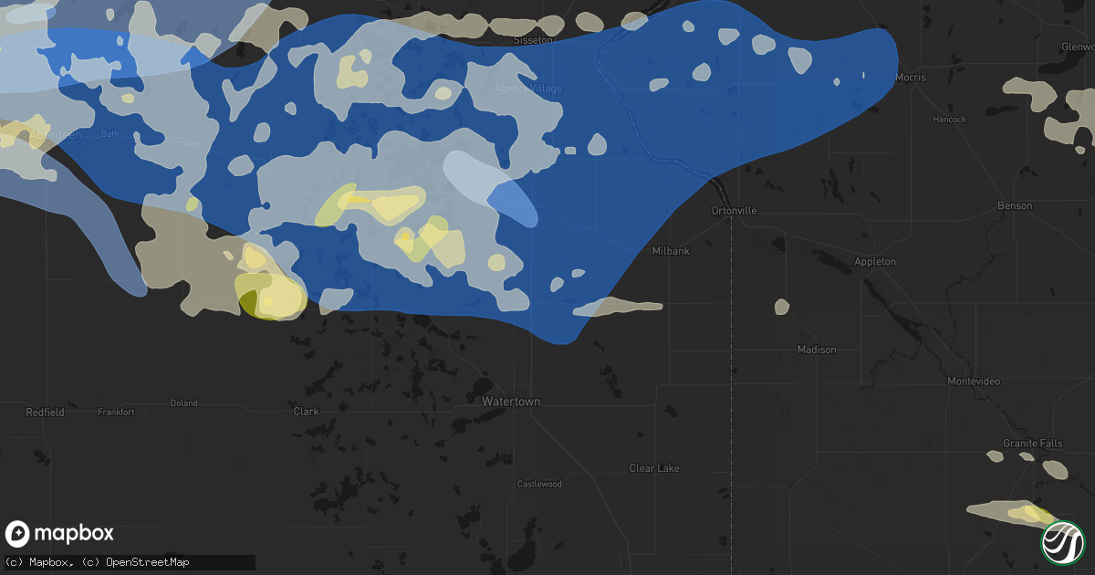 Hail map in South Shore, SD on July 7, 2026