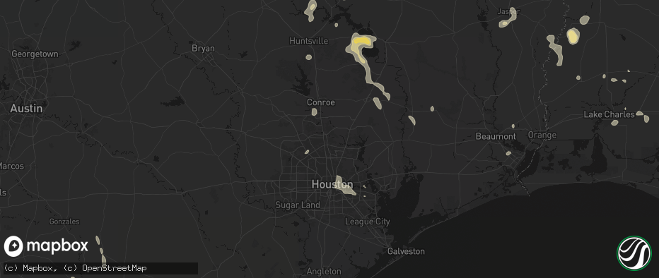 Hail map in Spring, TX on July 7, 2026