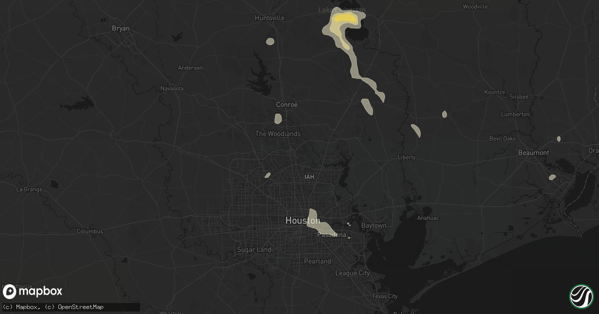 Hail map in Spring, TX on July 7, 2026