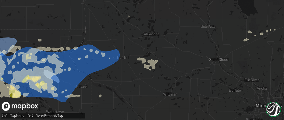 Hail map in Starbuck, MN on July 7, 2026