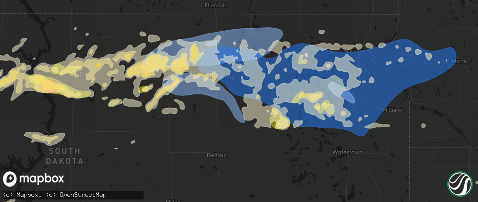 Hail map in Stratford, SD on July 7, 2026