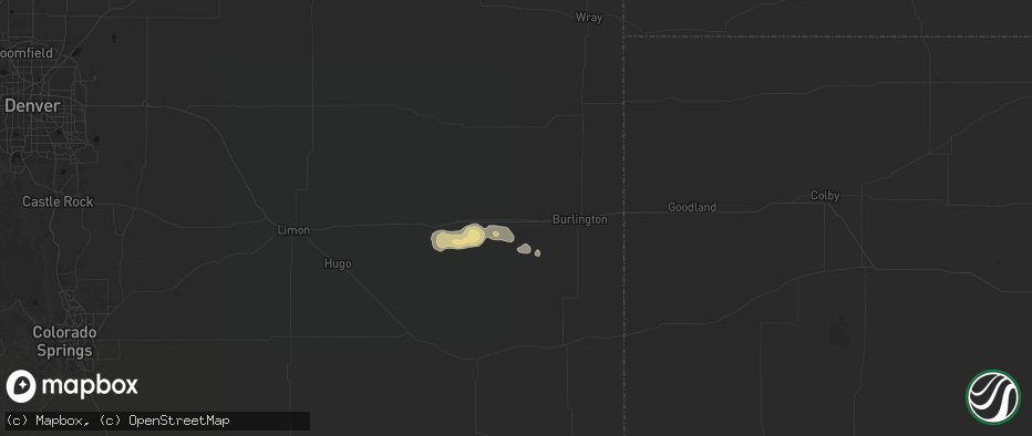 Hail map in Stratton, CO on July 7, 2026