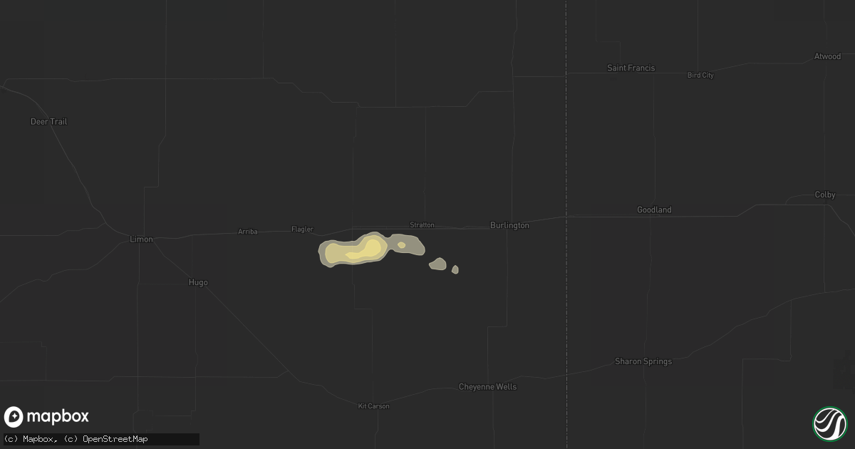 Hail map in Stratton, CO on July 7, 2026