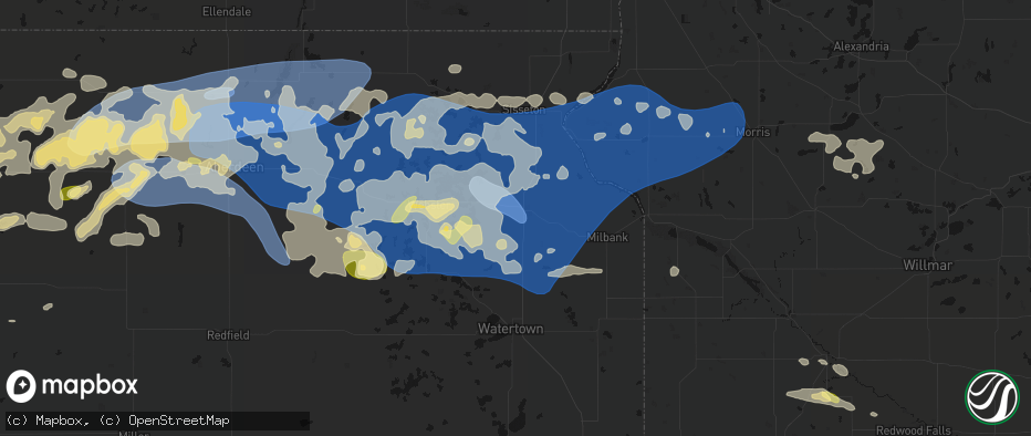 Hail map in Summit, SD on July 7, 2026