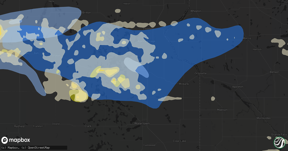 Hail map in Summit, SD on July 7, 2026