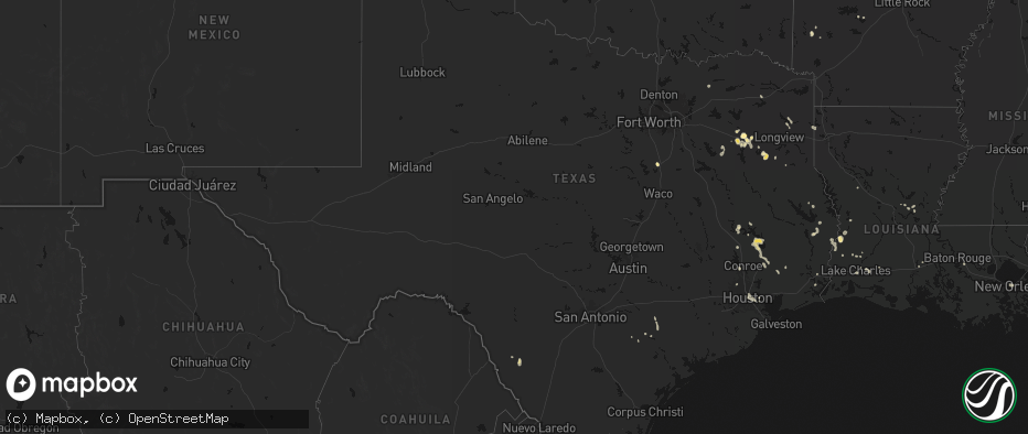 Hail map in Texas on July 7, 2026