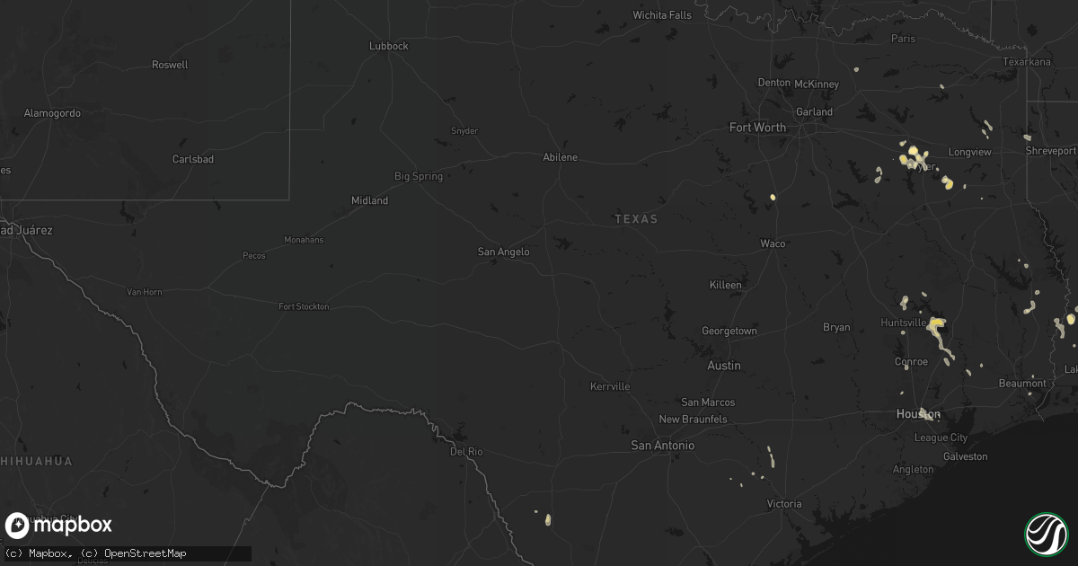 Hail map in Texas on July 7, 2026