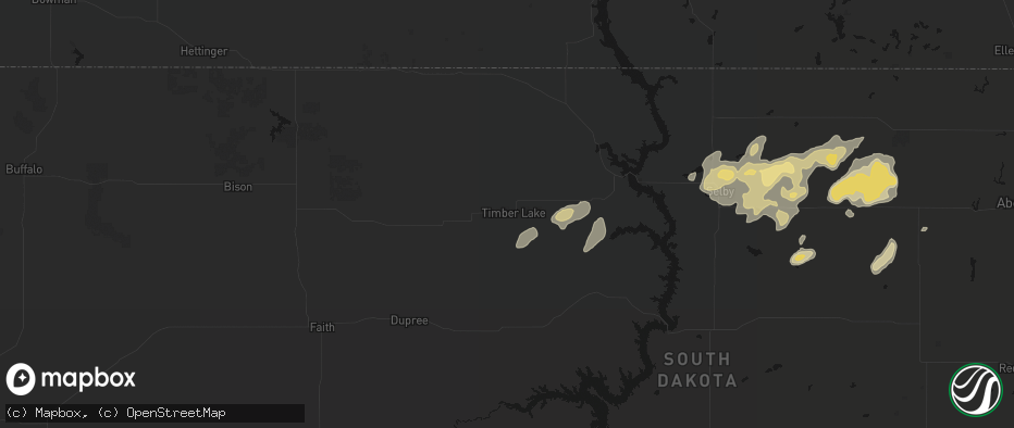 Hail map in Timber Lake, SD on July 7, 2026