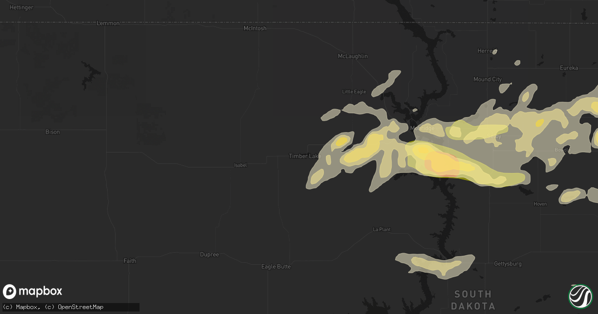 Hail map in Timber Lake, SD on July 7, 2026