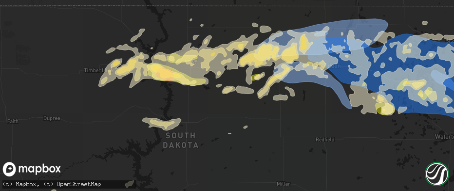 Hail map in Tolstoy, SD on July 7, 2026