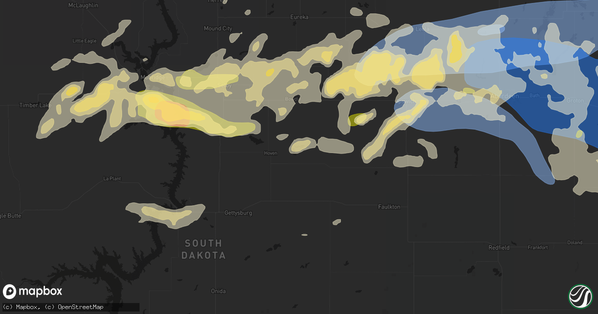 Hail map in Tolstoy, SD on July 7, 2026