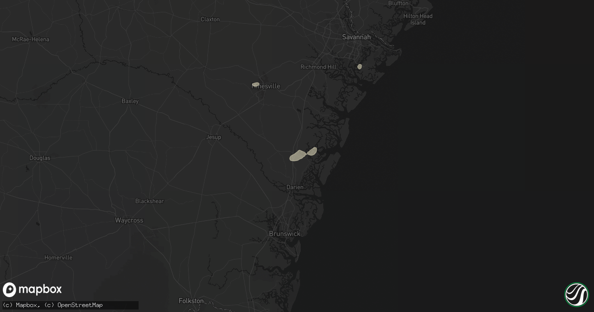 Hail map in Townsend, GA on July 7, 2026