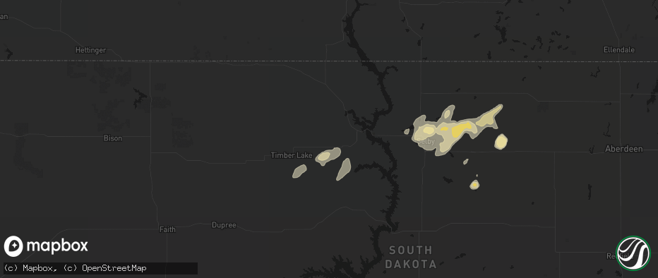 Hail map in Trail City, SD on July 7, 2026