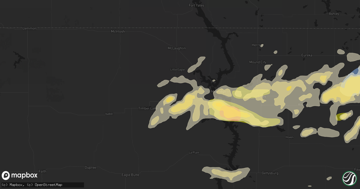 Hail map in Trail City, SD on July 7, 2026