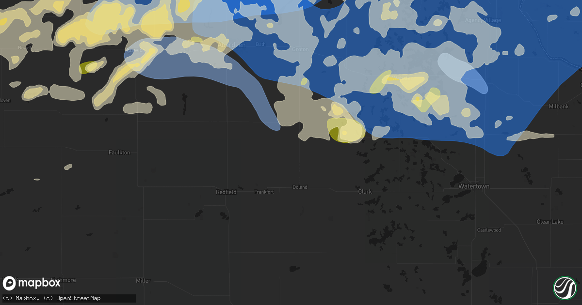 Hail map in Turton, SD on July 7, 2026