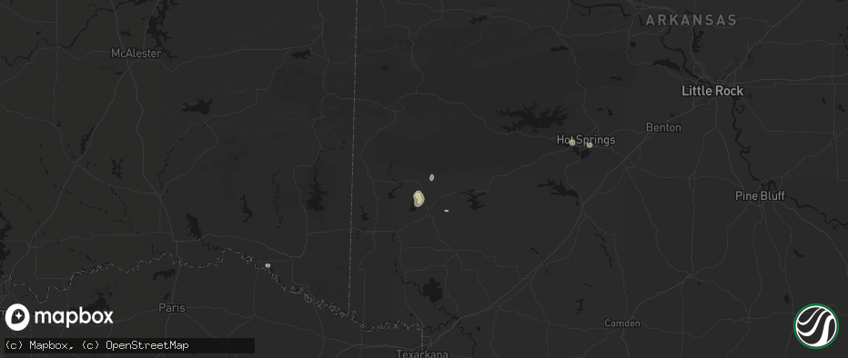 Hail map in Umpire, AR on July 7, 2026