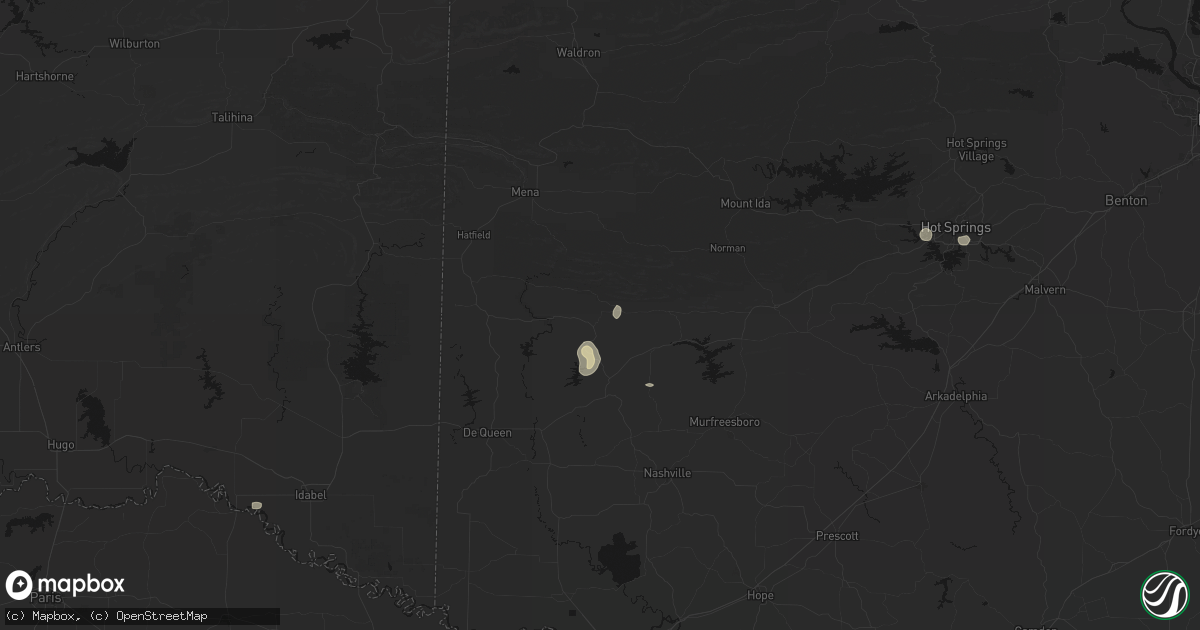 Hail map in Umpire, AR on July 7, 2026