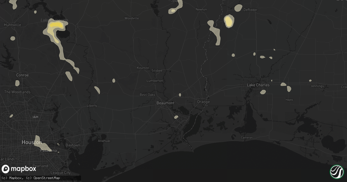 Hail map in Vidor, TX on July 7, 2026