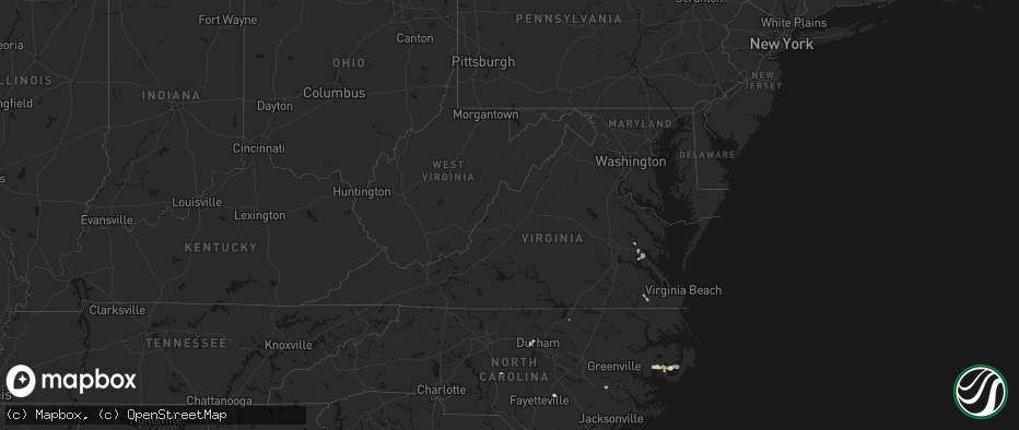 Hail map in Virginia on July 7, 2026