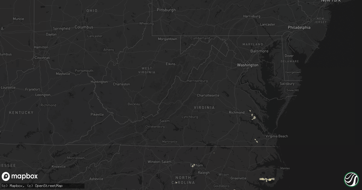 Hail map in Virginia on July 7, 2026