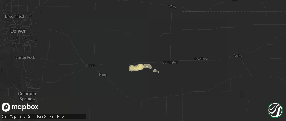 Hail map in Vona, CO on July 7, 2026
