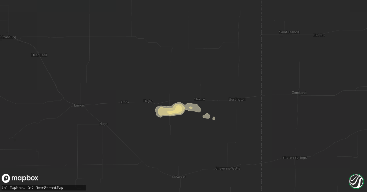 Hail map in Vona, CO on July 7, 2026