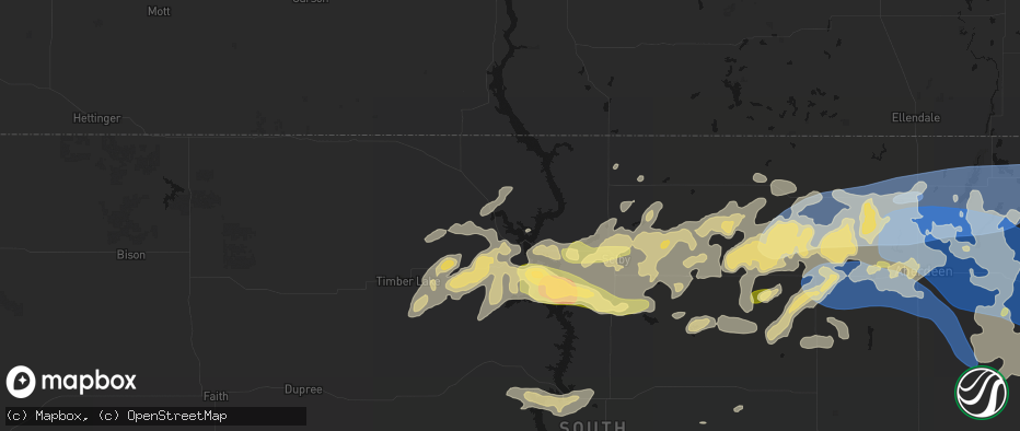 Hail map in Wakpala, SD on July 7, 2026
