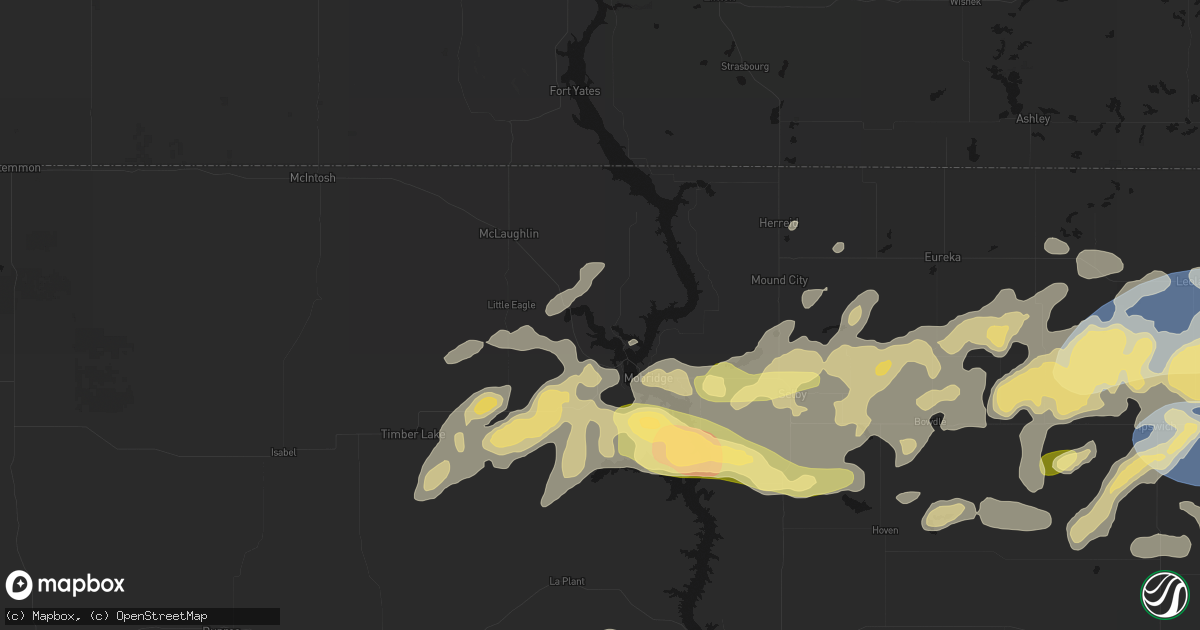 Hail map in Wakpala, SD on July 7, 2026